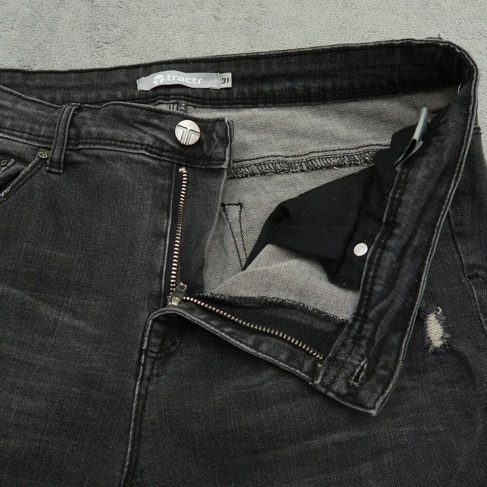 Tractr Jeans Women's Size 31 Gray Mid-Rise Flare Denim 34" Inseam Distressed - Picture 3 of 16